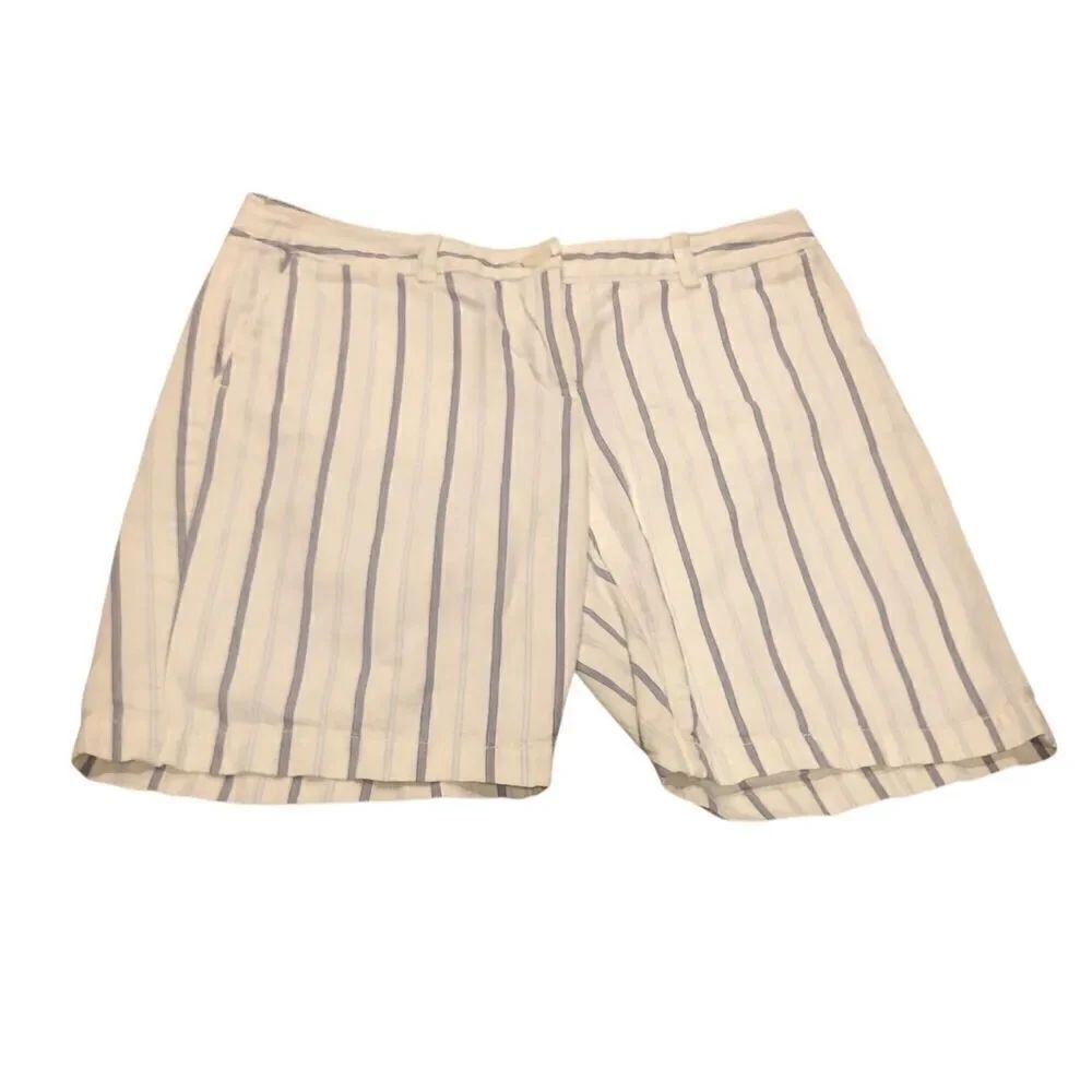 Loft original style cotton white with blue stripes shorts mid rise size 6P